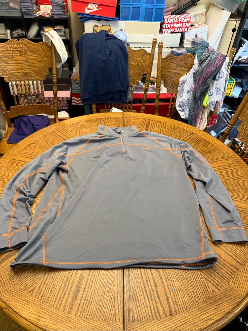 Puma Gray Performance Quarter-Zip Jacket with Orange Stitching